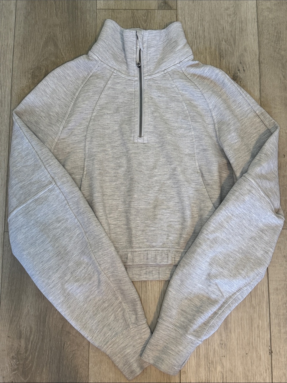 lululemon athletica Waffle Knit Scuba Light Gray Half-Zip Cropped Pullover